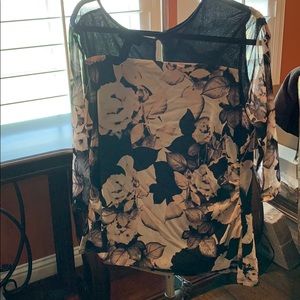 INC 1X pink white and black top